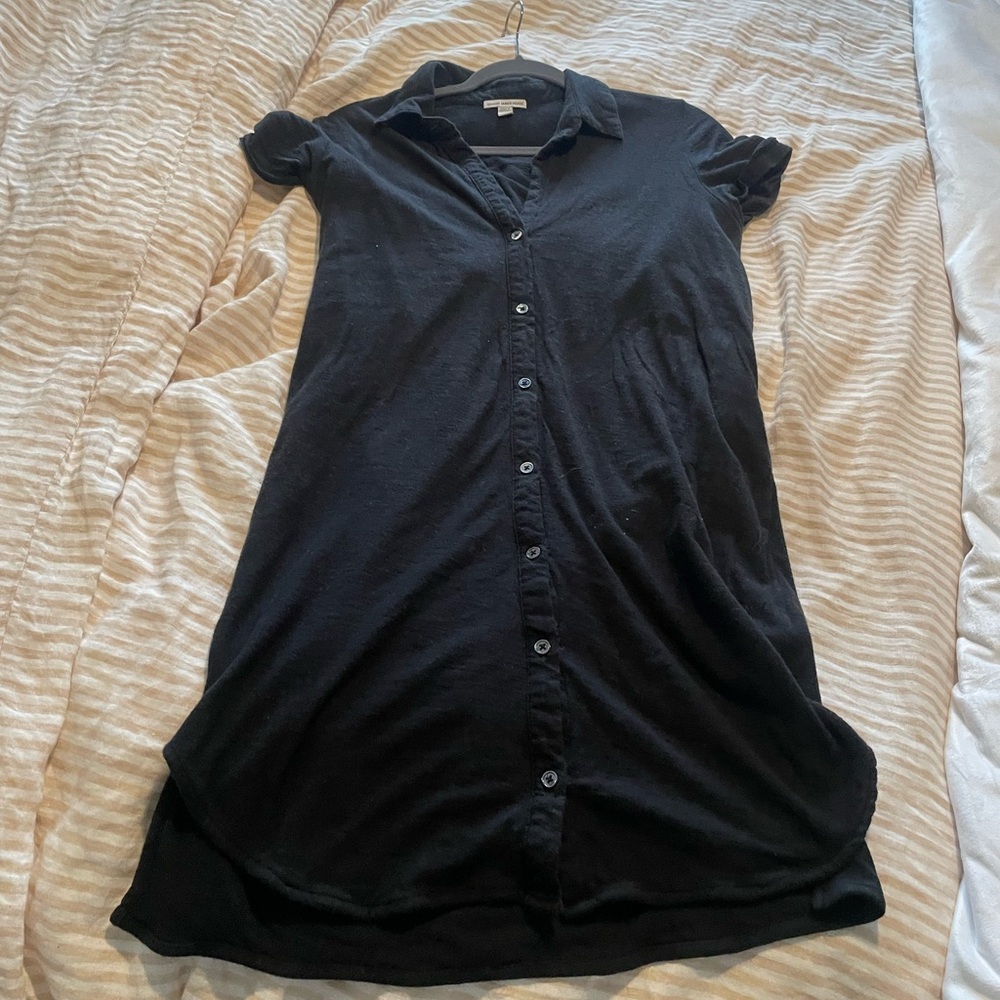 James Perse Black Casual Shirt Midi Dress - Picture 4 of 6